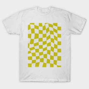 Groovy Waves and Squares - Lime and White T-Shirt